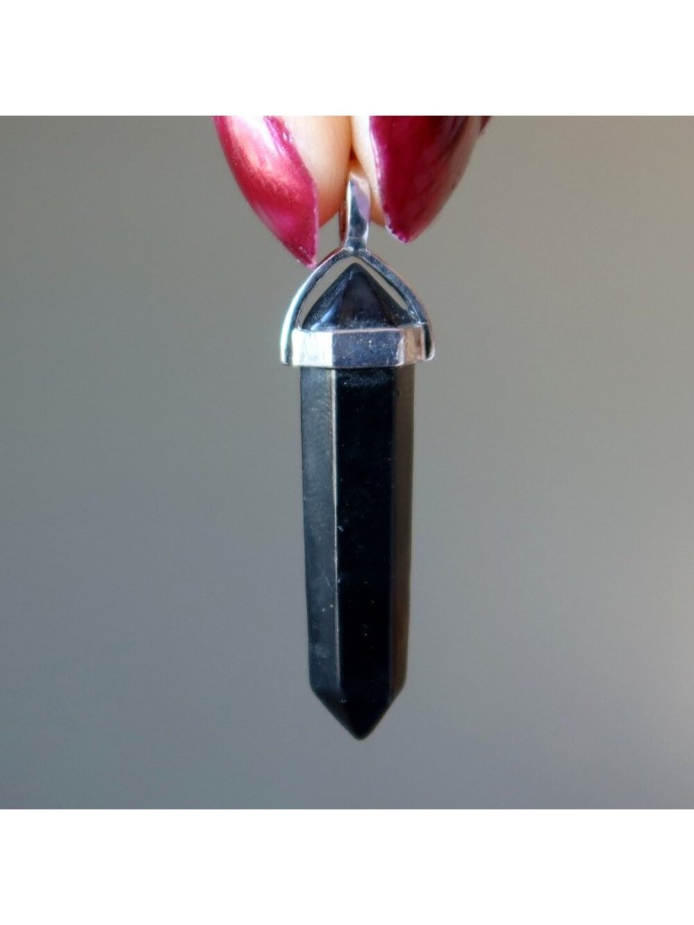 Shungite Pendant Point My Personal Guardian Silver Black Gemstone Charm Crystal